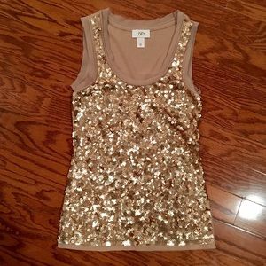 Ann Taylor Gold Sequin Top EUC!